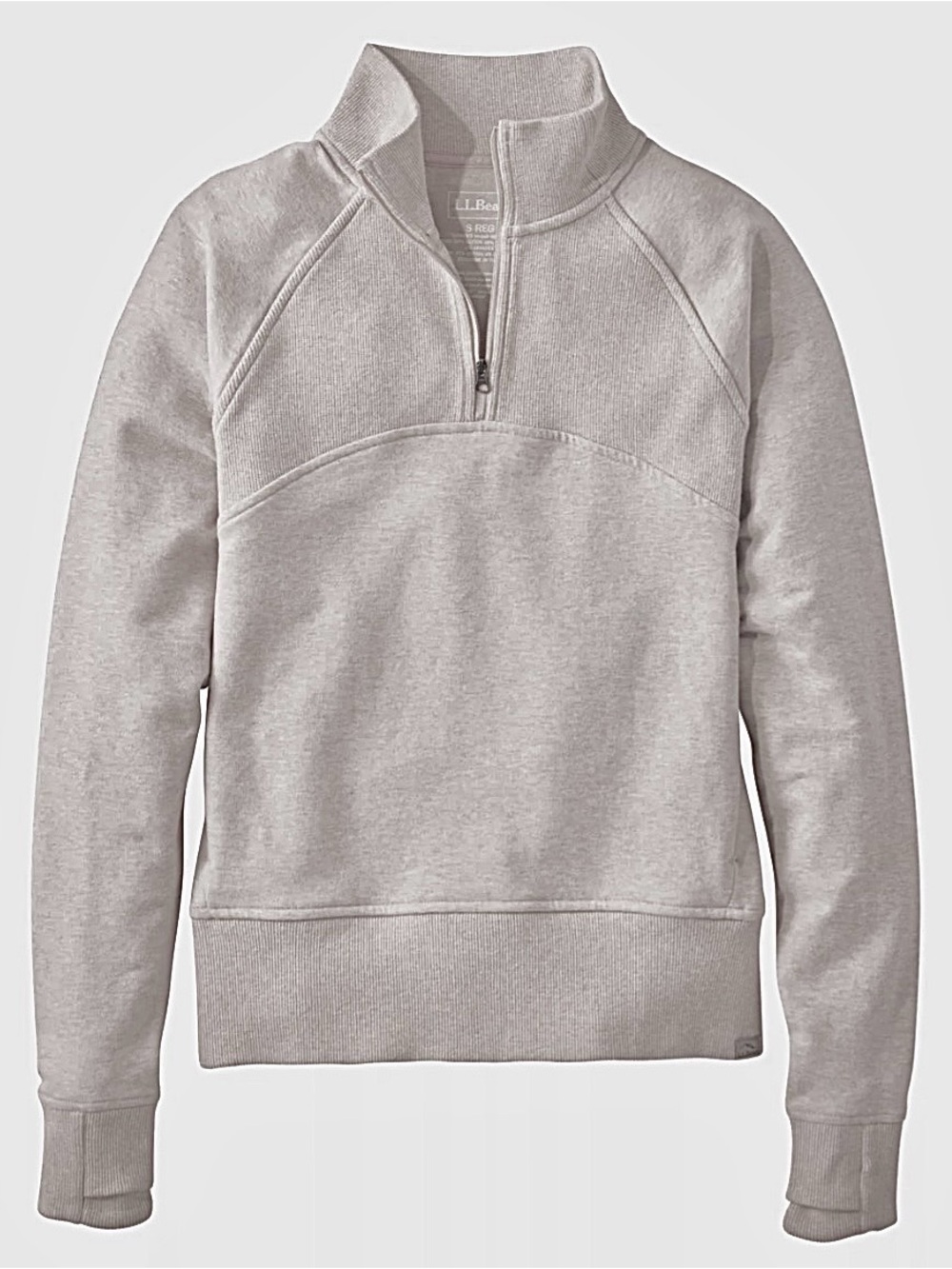 L.L. Bean Women's Half-Zip Pullover Sweatshirt w/side slits,Light Heathered Gray